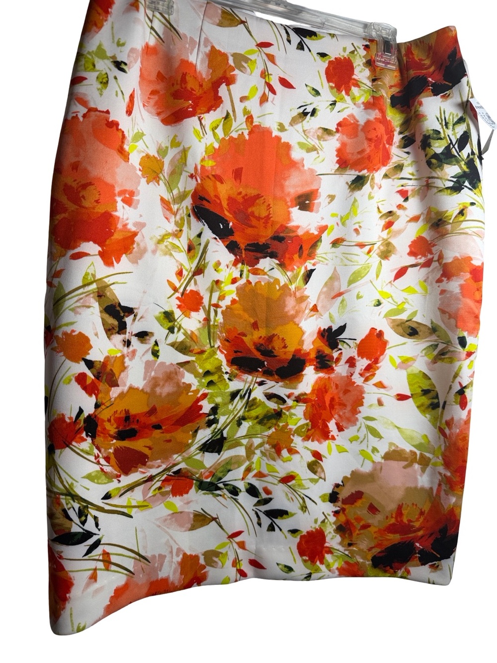 NWT Floral Orange & Cream Pencil Skirt Stretchy